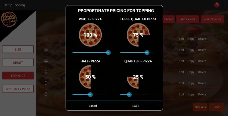 Pizza Ordering Screenshot